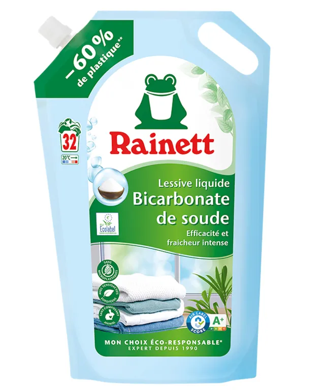 rainett-lessive-liquide-bicarbonate-co-recharge-1-6-l-32-lavages image 1