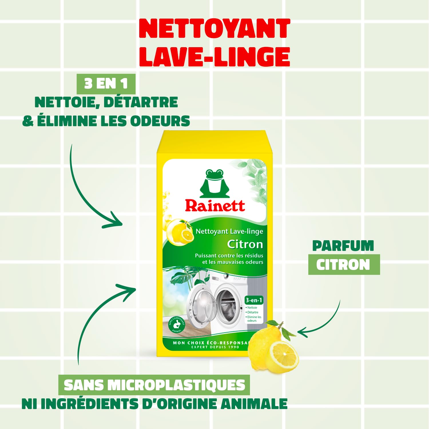 rainett-nettoyant-lave-linge-citron-3-en-1-dose-250-g image 2