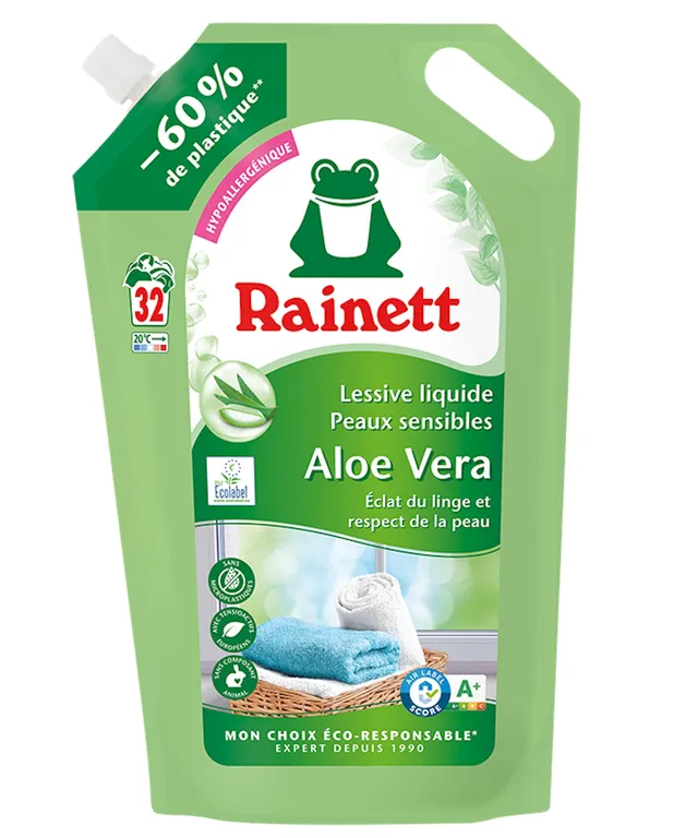 rainett-lessive-liquide-peaux-sensibles-aloe-vera-co-recharge-1-6-l-32-lavages image 1