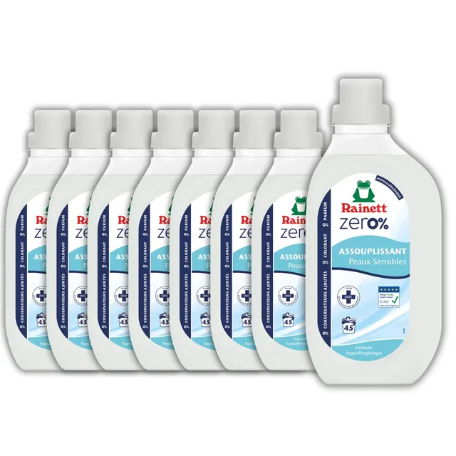rainett-zero-assouplissant-hypoallerg-nique-900-ml-45-lavages-pack-de-8 image 1