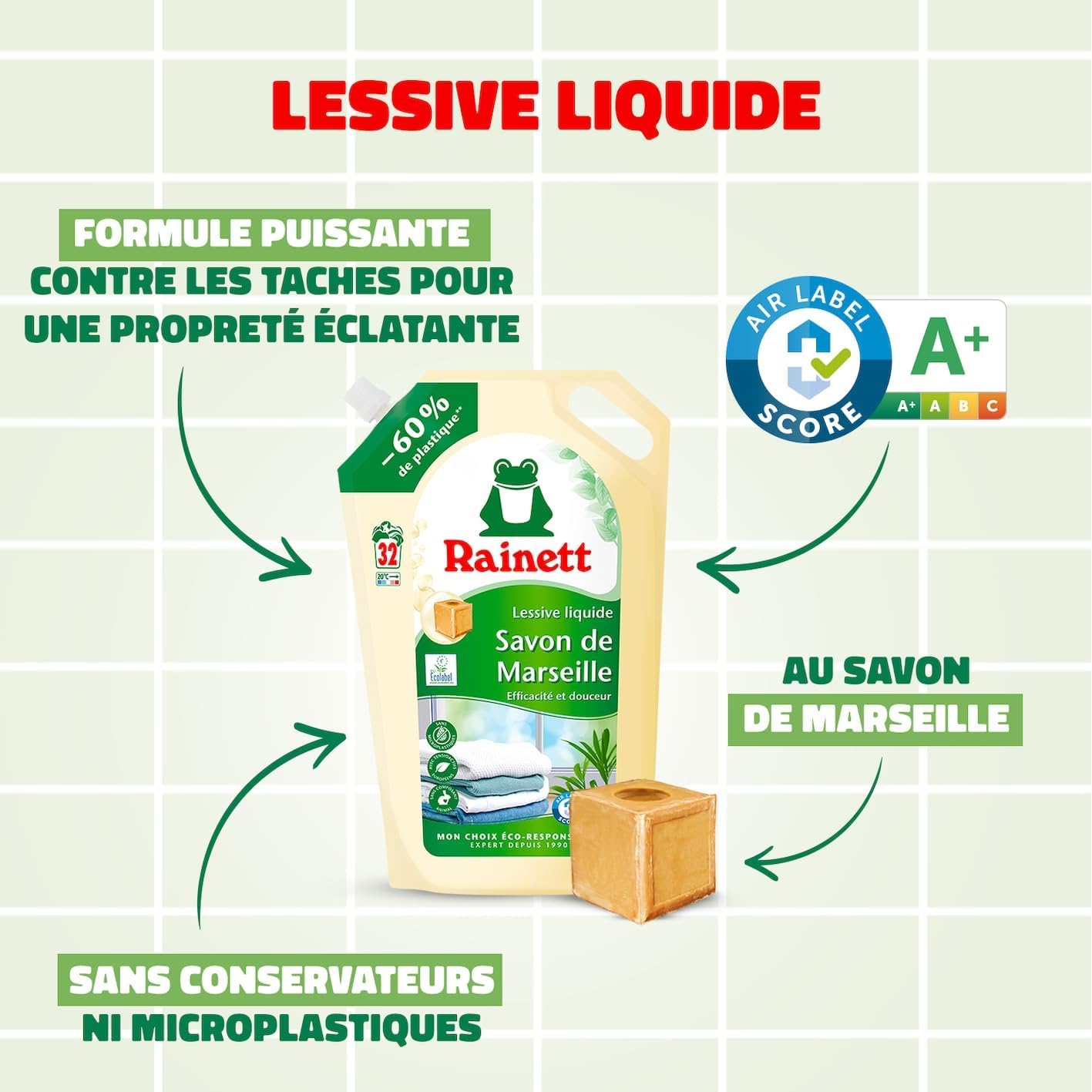 rainett-lessive-liquide-savon-de-marseille-160-lavages-co-recharge-5-x-1-6-l image 2