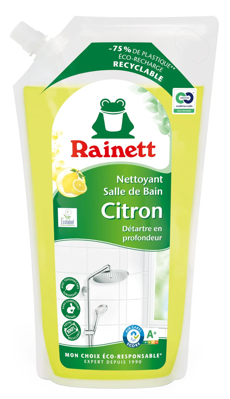 rainett-nettoyant-salle-de-bain-citron-eco-recharge-1-l image 1