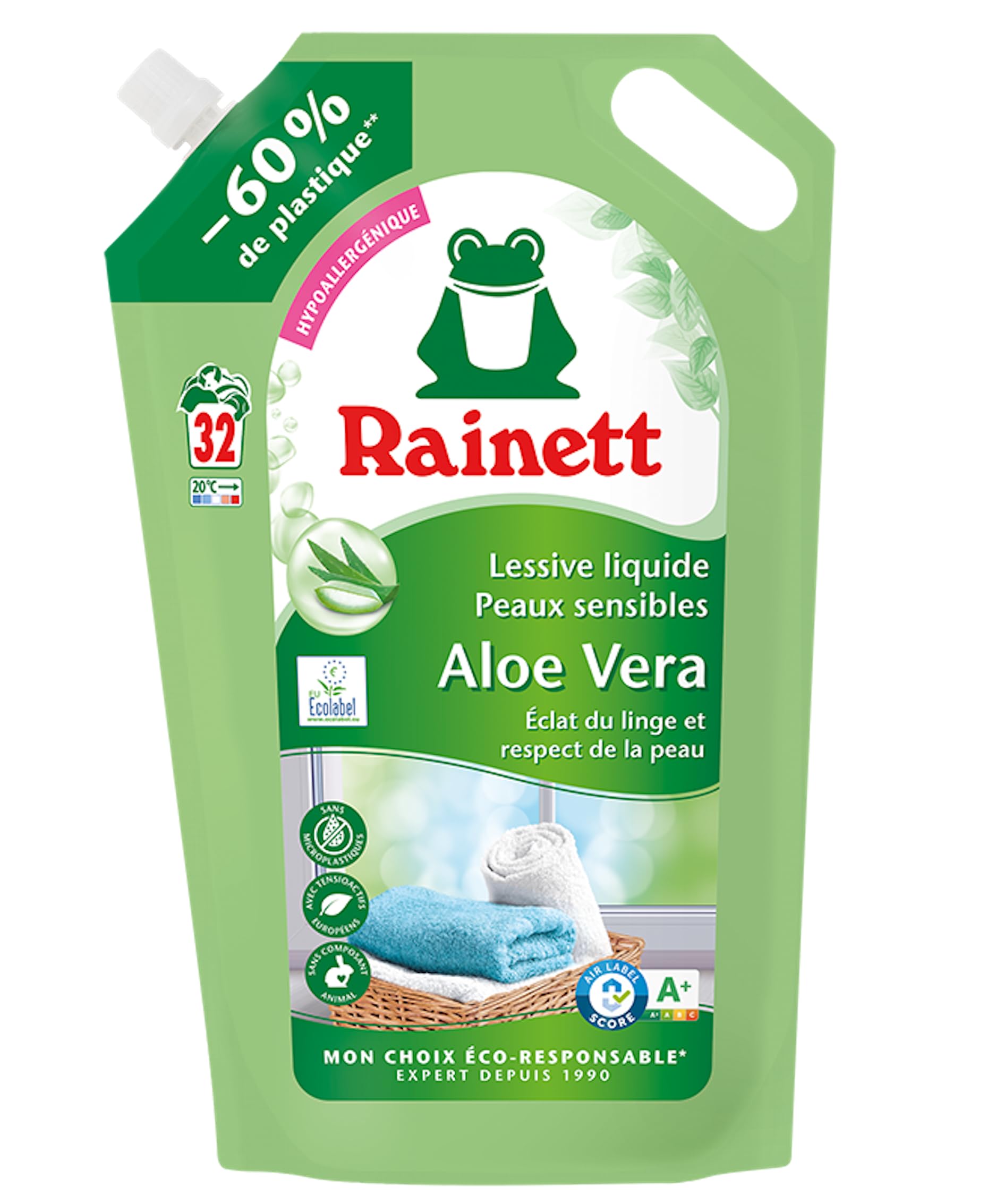 rainett-lessive-liquide-peaux-sensibles-aloe-vera-co-recharge-1-6-l-32-lavages image 1