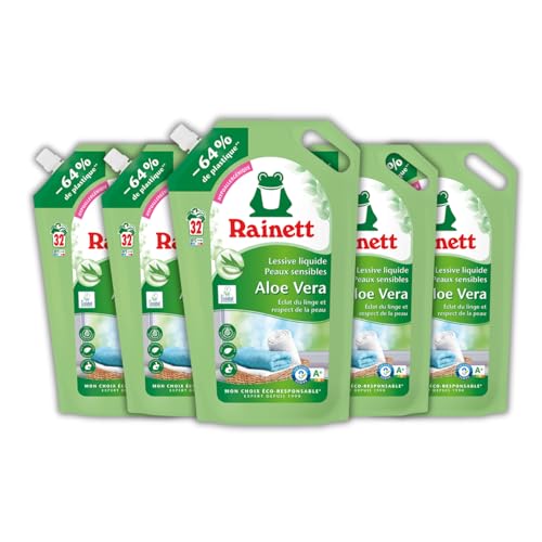 rainett-lessive-liquide-peaux-sensibles-aloe-vera-160-lavages-lot-de-5-co-rechar image 2