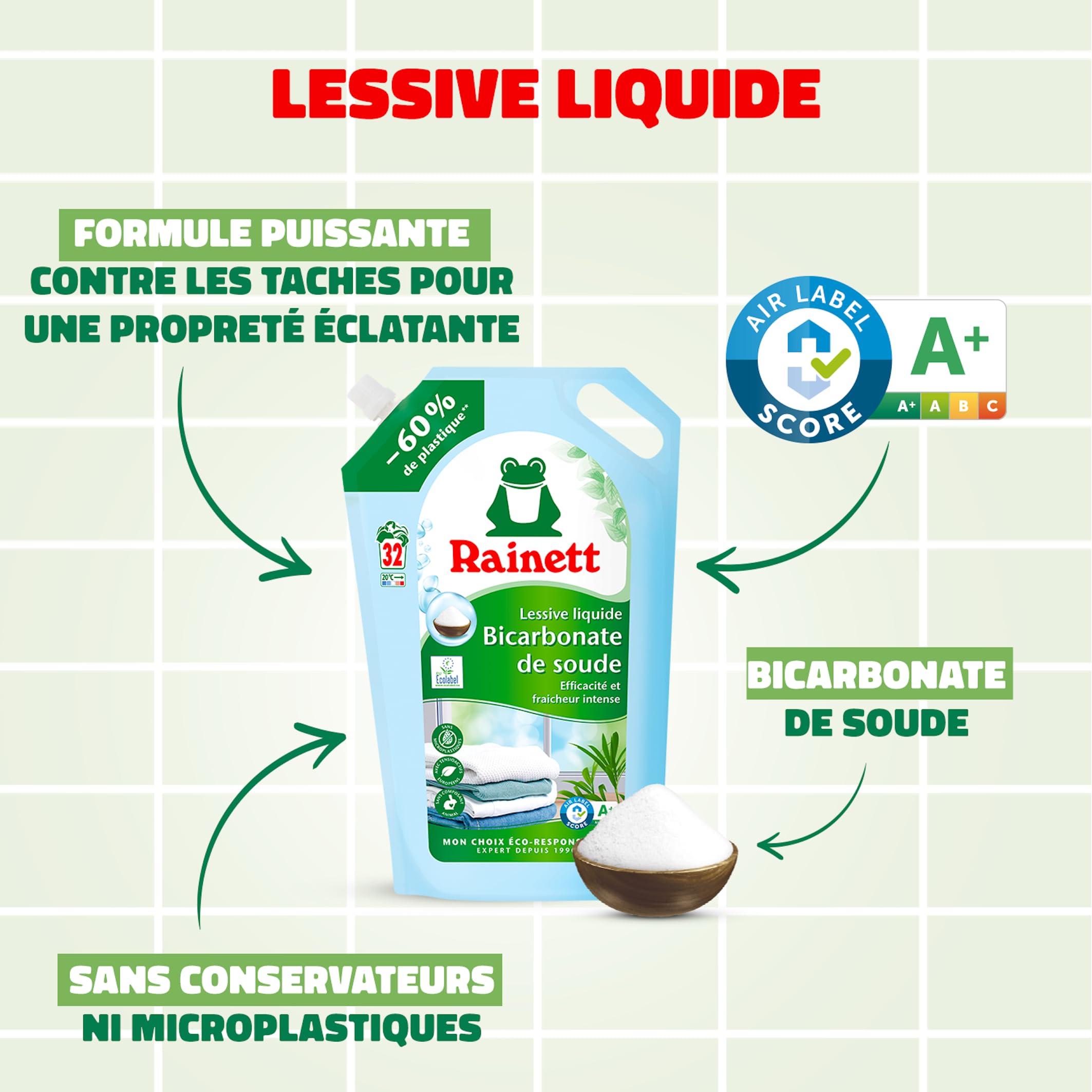 rainett-lessive-liquide-bicarbonate-co-recharge-1-6-l-32-lavages image 2