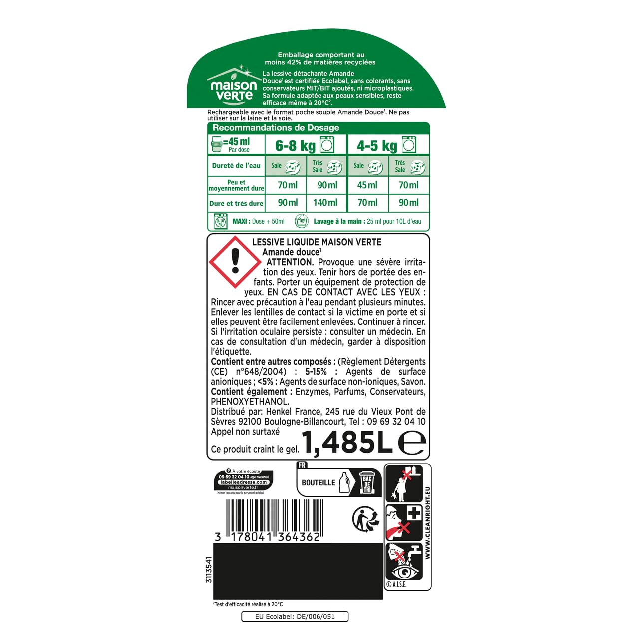 maison-verte-lessive-liquide-d-tachante-amande-douce-33-lavages-peaux-sensibles image 3