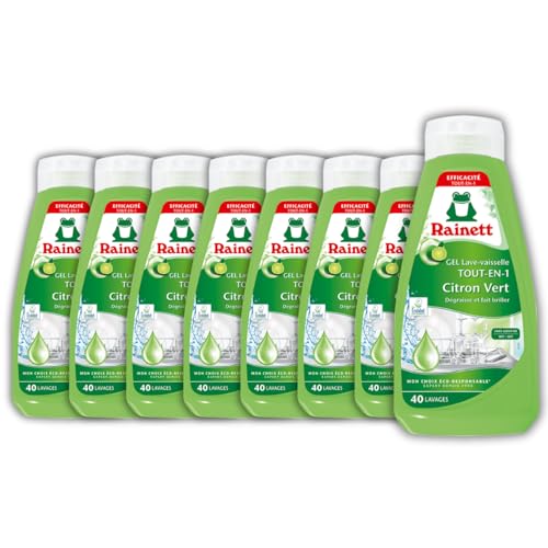 rainett-gel-lave-vaisselle-tout-en-un-citron-vert-650ml-pack-de-8 image 2