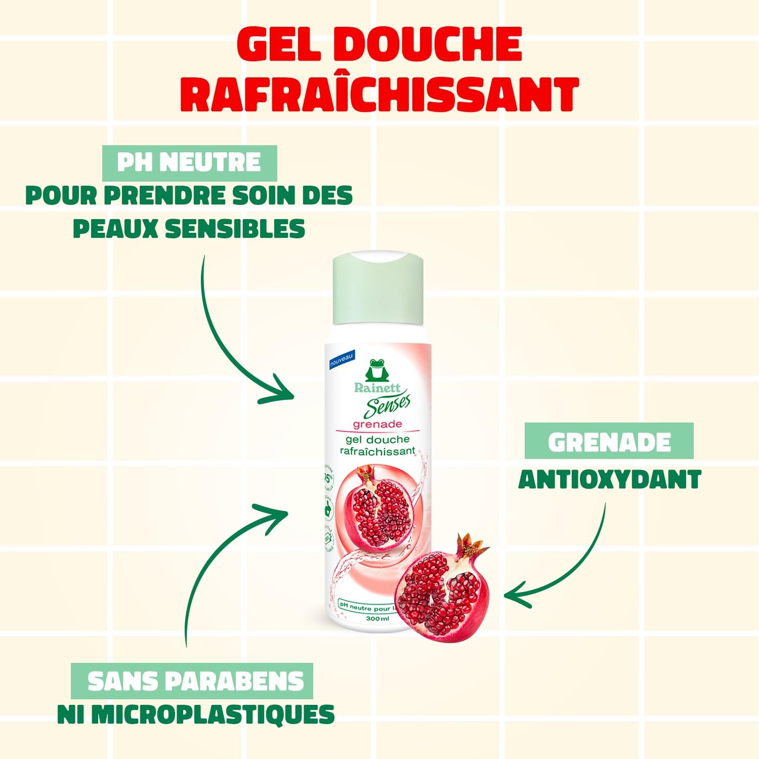 rainett-senses-gel-douche-rafra-chissant-grenade-vegan-300ml image 2
