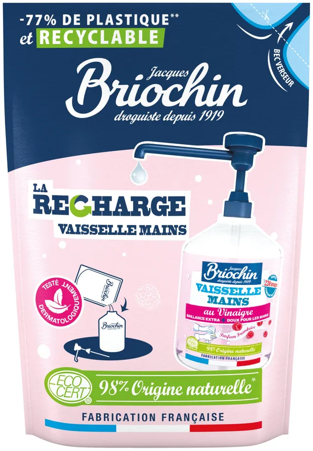 jacques-briochin-recharge-liquide-vaisselle-et-mains-vinaigre-framboise-450-ml image 1