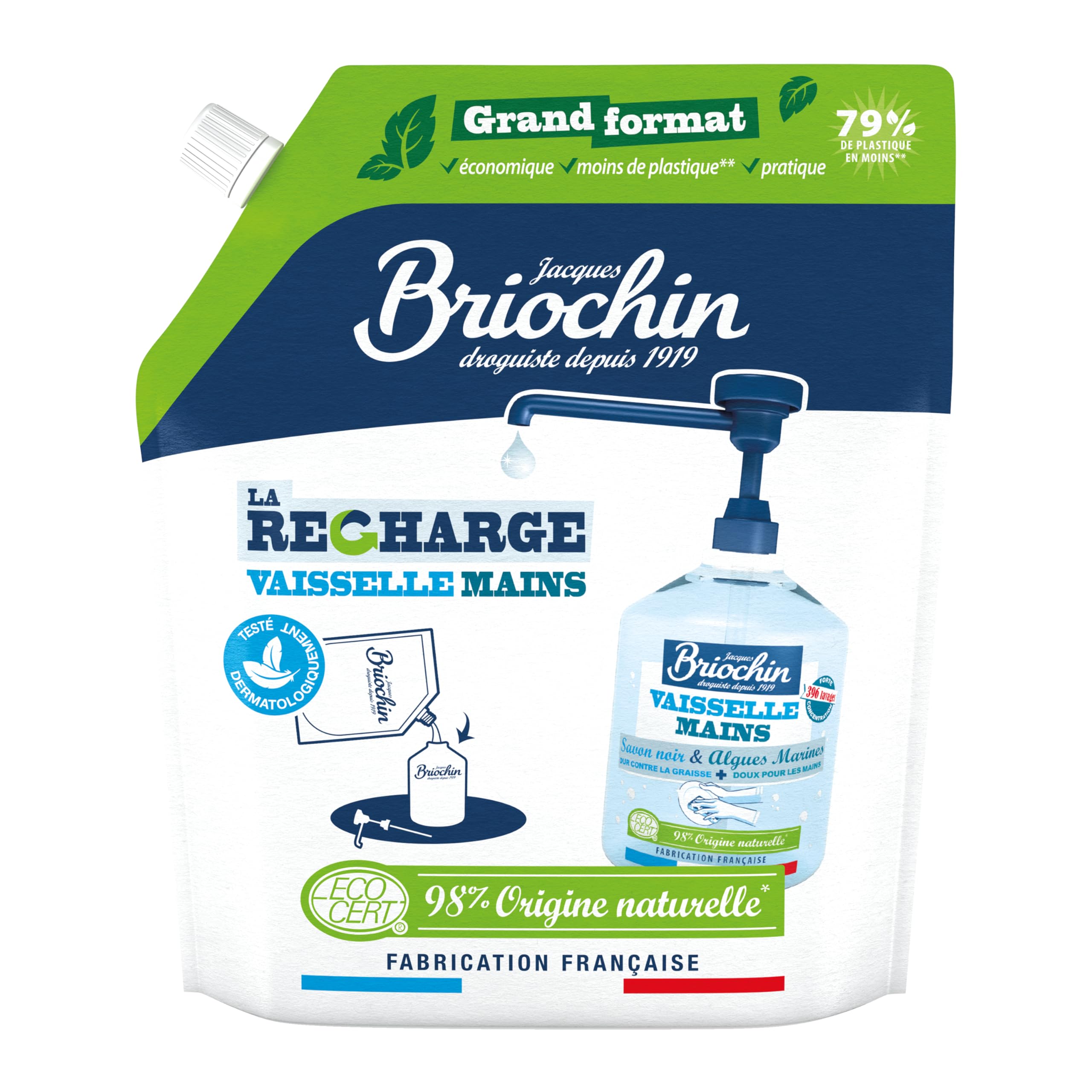 le-briochin-recharge-vaisselle-mains-savon-noir-algues-900-ml image 1