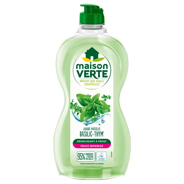 maison-verte-liquide-vaisselle-basilic-thym-peaux-sensibles-500ml image 1