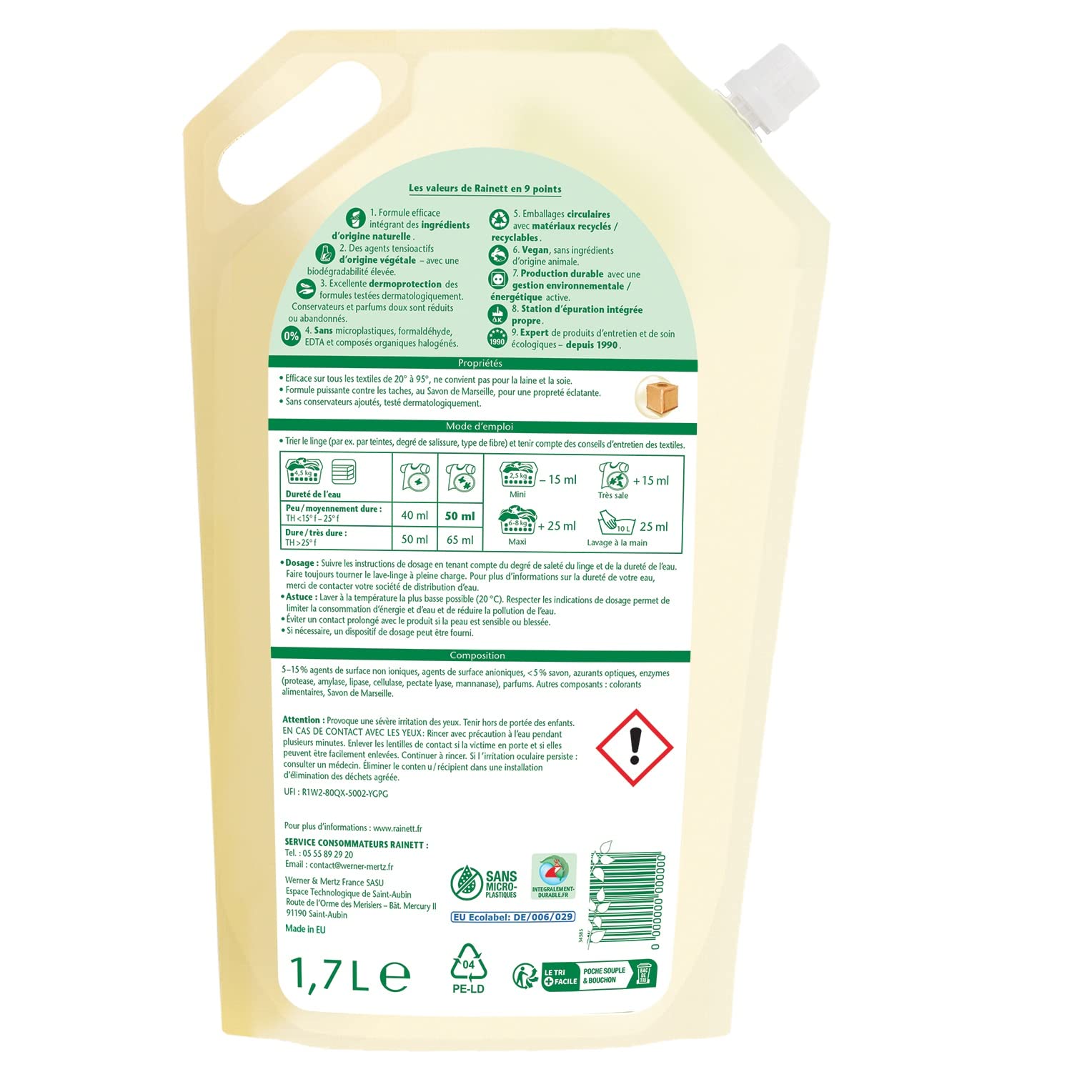 rainett-lessive-liquide-cologique-savon-de-marseille-34-lavages-recharge image 2