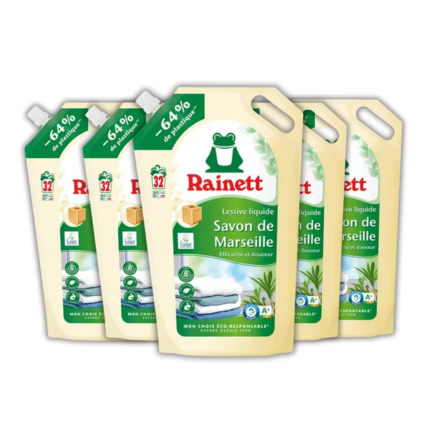 rainett-lessive-liquide-savon-de-marseille-160-lavages-co-recharge-5-x-1-6-l image 1