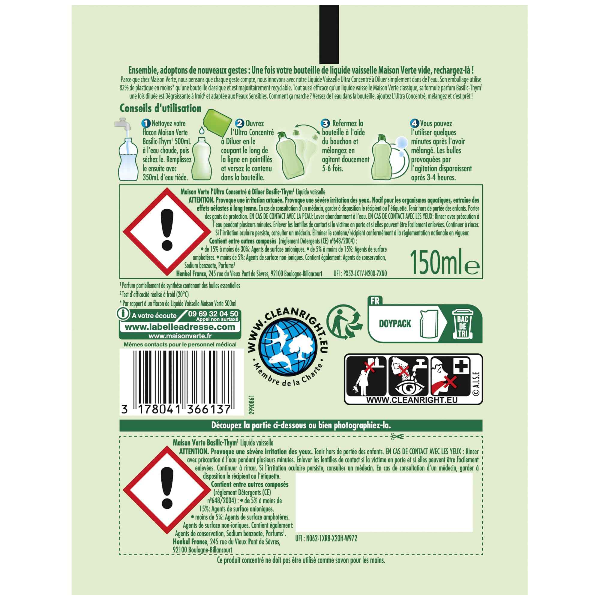 maison-verte-liquide-vaisselle-ultra-concentr-diluer-basilic-thym-150-ml image 2