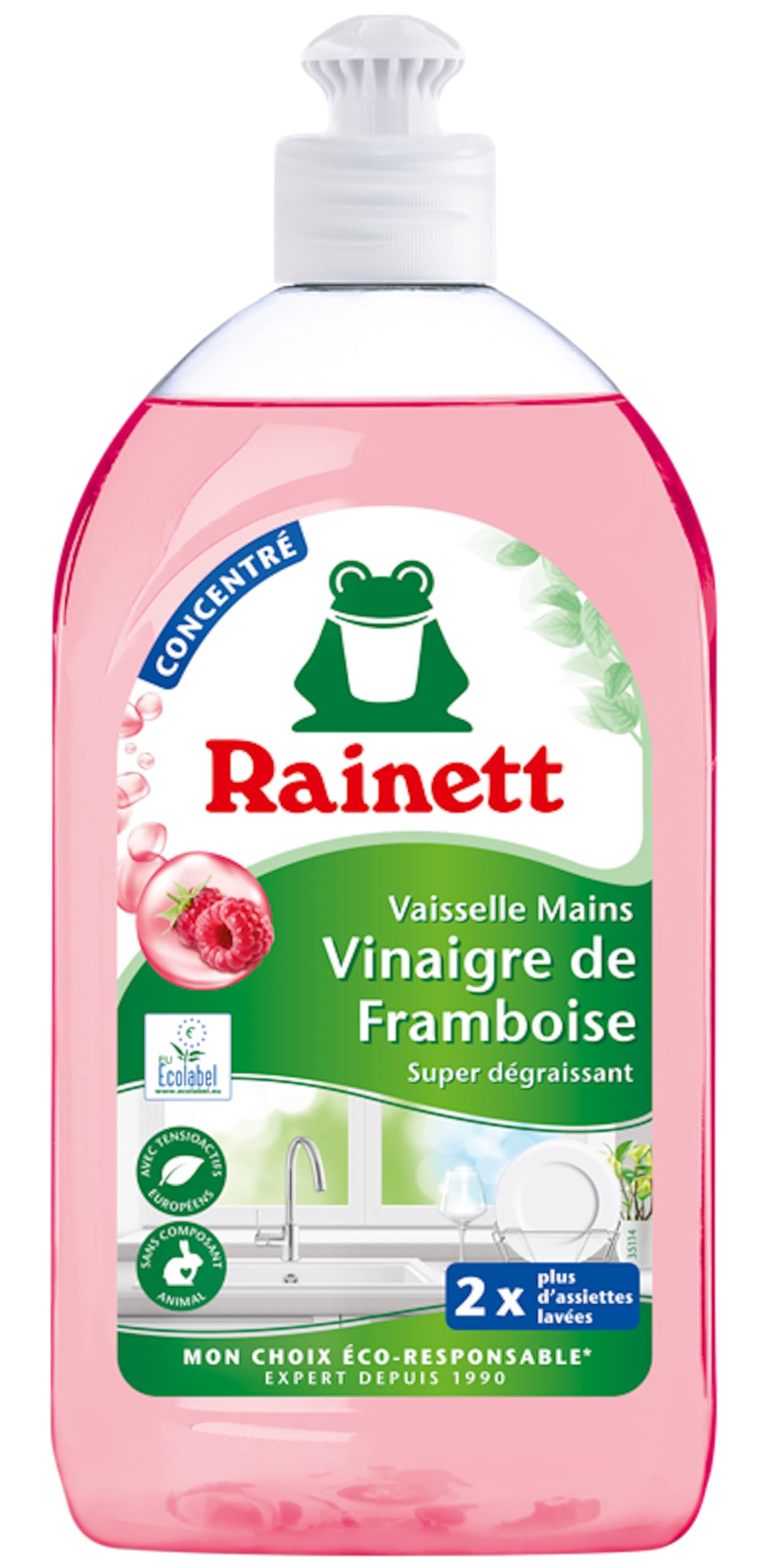 rainett-liquide-vaisselle-mains-vinaigre-framboise-concentr-500-ml image 1