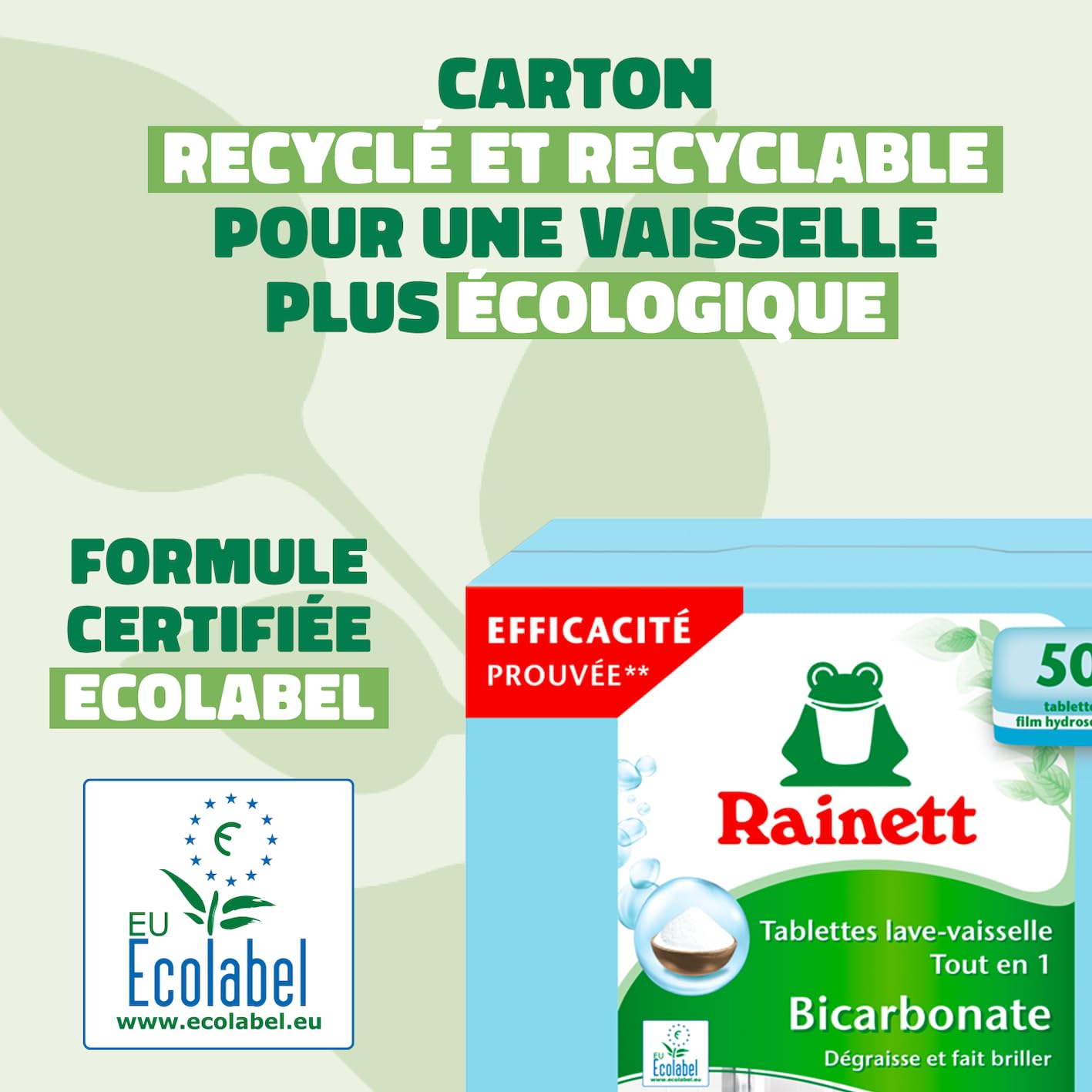rainett-pastilles-lave-vaisselle-tout-en-un-bicarbonate-50-tablettes-ecolabel image 4