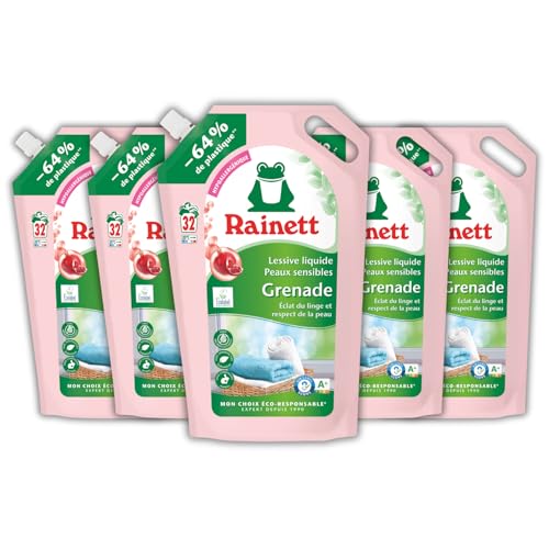 rainett-lessive-liquide-peaux-sensibles-aloe-vera-co-recharge-1-6l-pack-de-5 image 2