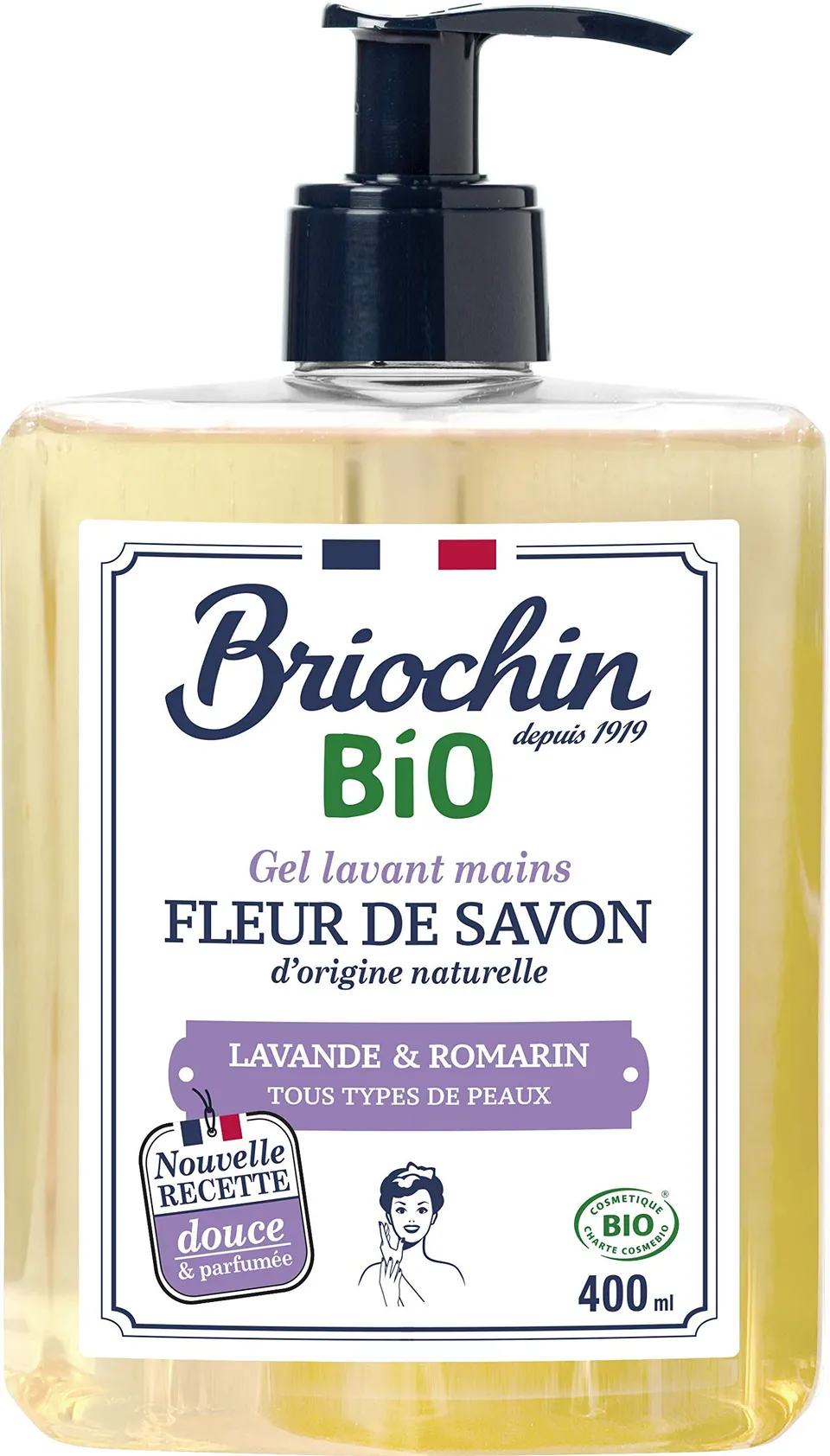 briochin-fleur-de-savon-gel-lavant-mains-lavande-romarin-400-ml-bio image 1