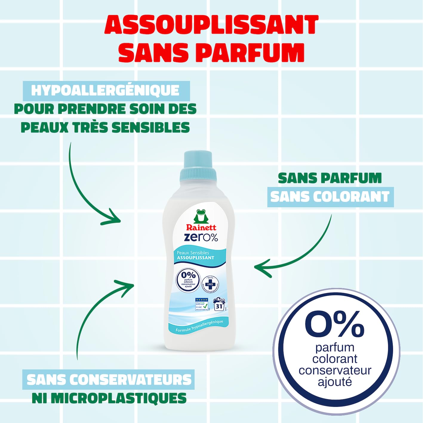 rainett-zero-assouplissant-hypoallerg-nique-sans-parfum-31-lavages-750-ml image 2
