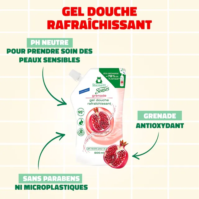 rainett-senses-gel-douche-grenade-co-recharge-500-ml image 1