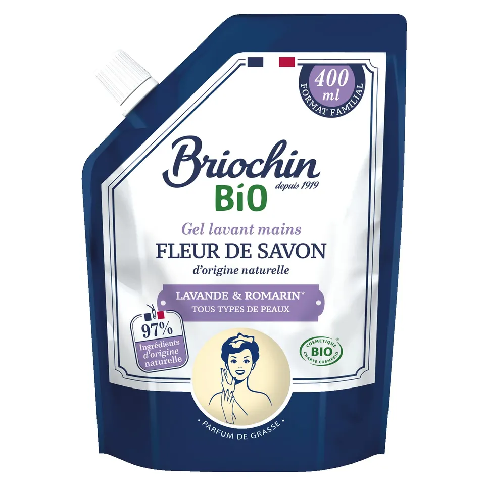 briochin-fleur-de-savon-gel-lavant-mains-lavande-romarin-recharge-400-ml image 1