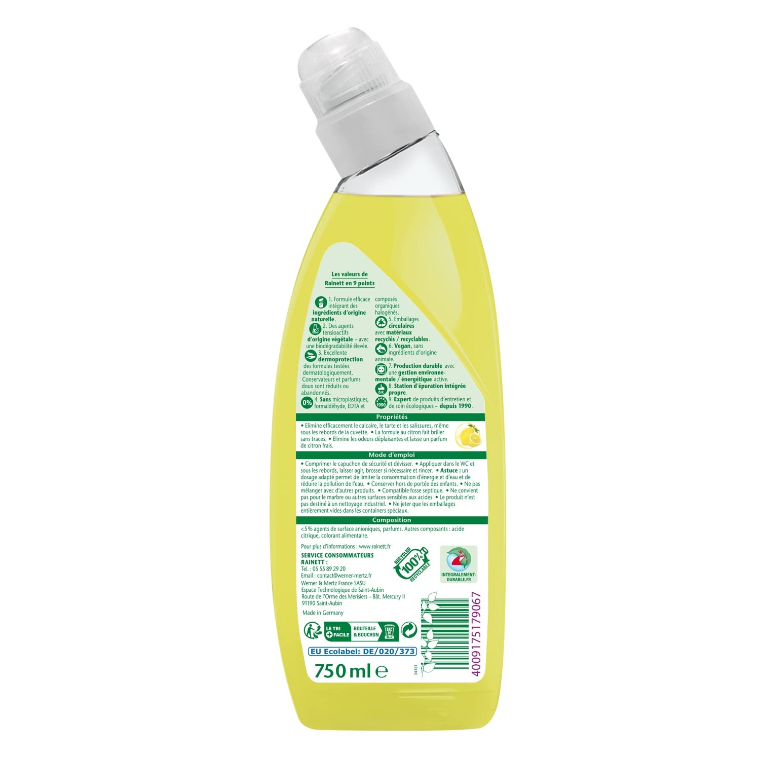 rainett-gel-wc-cologique-citron-colabel-750-ml-lot-de-2 image 2
