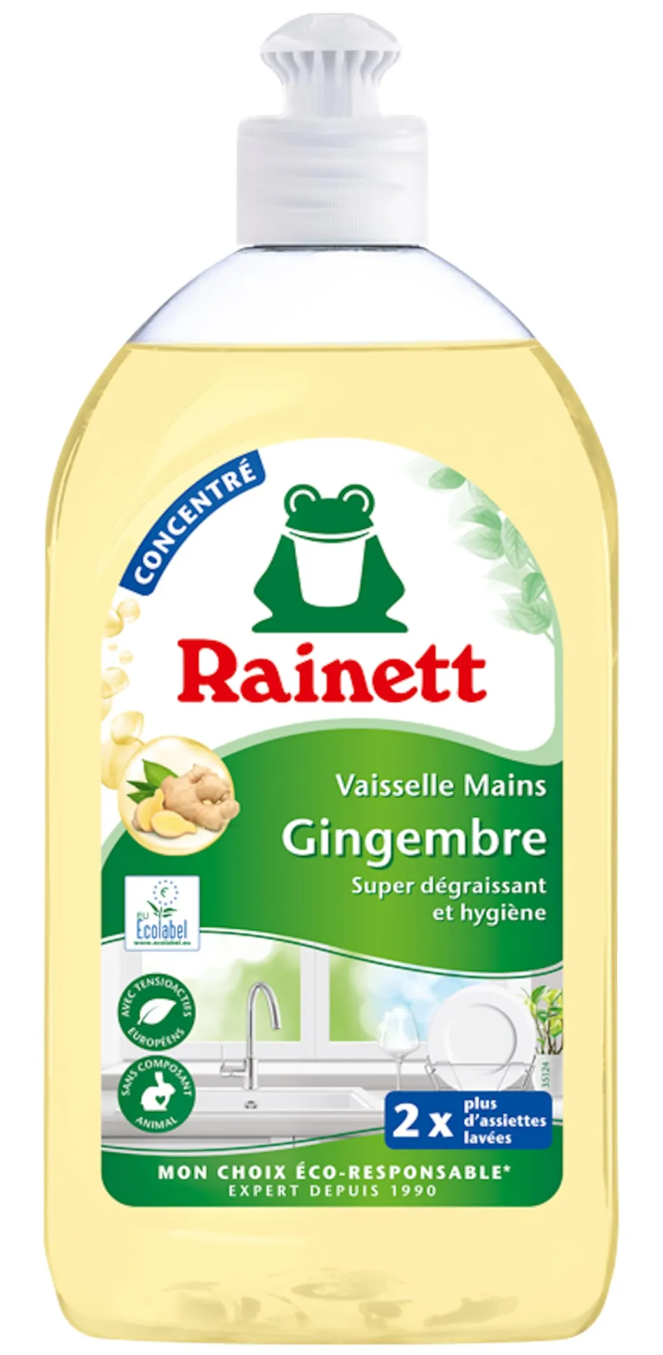 rainett-liquide-vaisselle-mains-gingembre-concentr-super-d-graissant-500-ml image 1