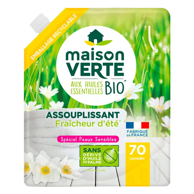 Maison Verte Adoucissant Assouplissant Huiles Essentielles Peaux Sensibles 1,4L - 70 lavages