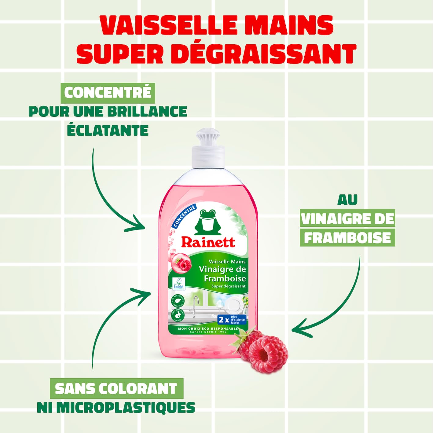 rainett-liquide-vaisselle-mains-vinaigre-framboise-concentr-500-ml image 2