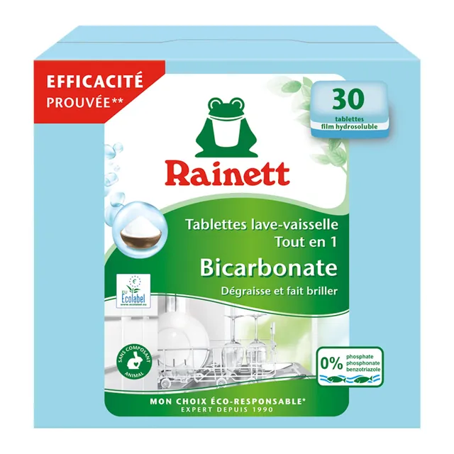 rainett-pastilles-lave-vaisselle-tout-en-un-bicarbonate-30-tablettes image 1